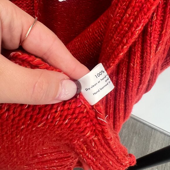$1590 NWT Eskandar Red Orange Shawl Collar Cardigan Sweater one size - Picture 7 of 8